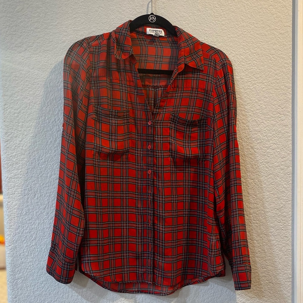 Red Plaid Express Portofino Top